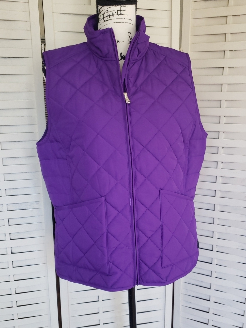 Ralph Lauren Quilted Purple Women's Vest - Sleeveless Jacket Size XL New.